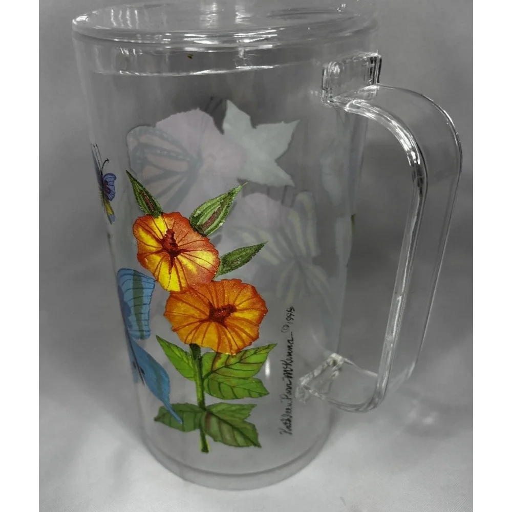 1998 KATHLEEN PARR MCKENNA SERVING TRAY, PITCHER, CUPS- FLOWERS‎ BUTTERFLY